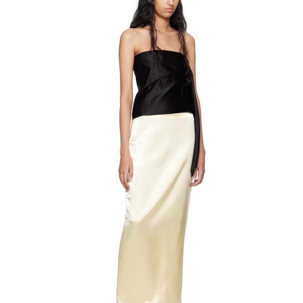 The Row Black Nana Strapless Draped Satin Top size 2 - Picture 2 of 7